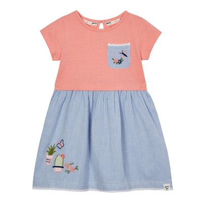 Girls' pink and blue cactus applique dress